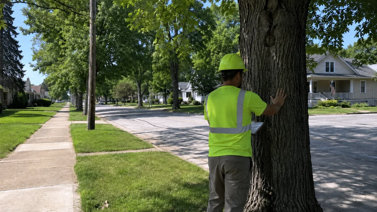 Beez Trees ISA Certified Arborist performing expert tree removal service in Champaign IL